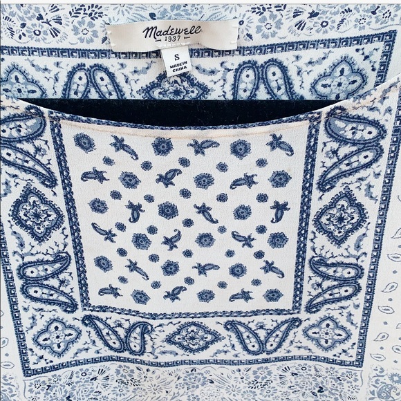 Madewell Kyoto Paisley Bandana Print Silk Top - Picture 2 of 5